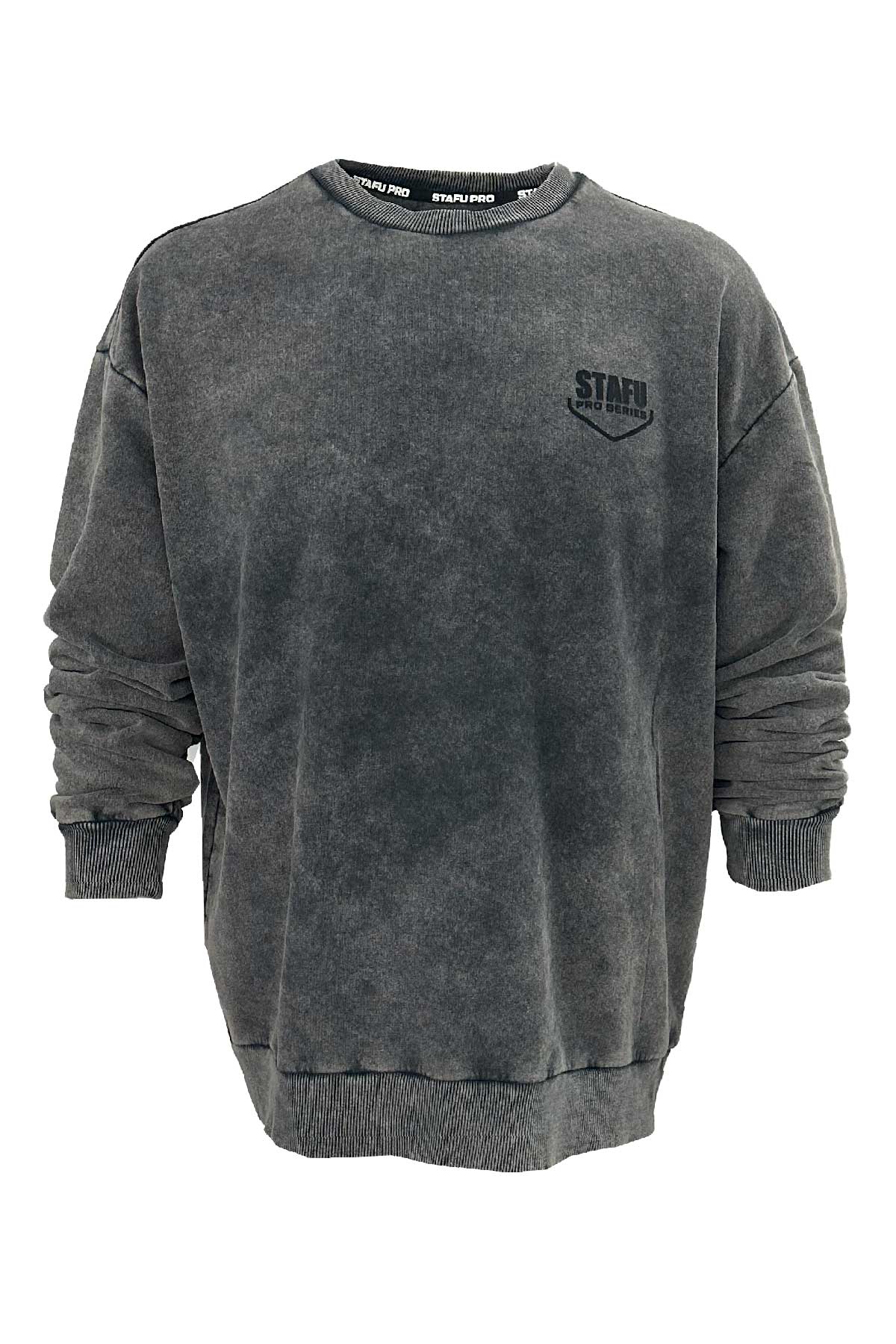 Old Bastard Crew Neck Long Sleeve Acid Wash Sweatshirt - Mahi Mahi - Gri