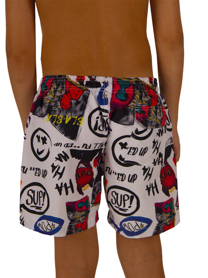 Salty Dog Jr. Quick Dry Swim Shorts - Devil White
