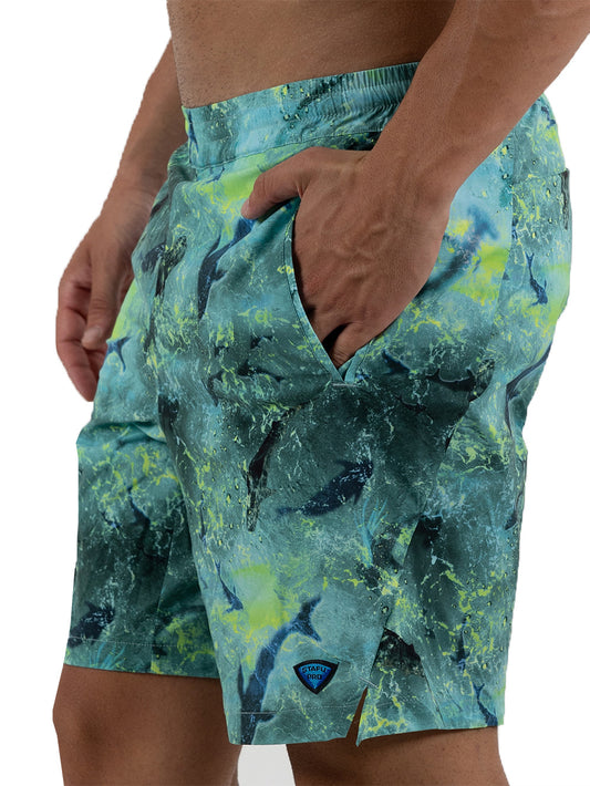 Salty Dog V2 Quick Dry Swim Shorts - Shark Green Lime