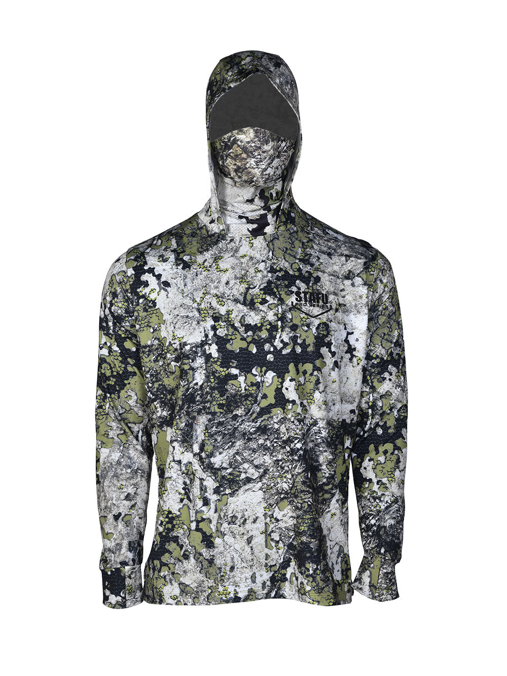 Stratos Kapüşonlu ve Maskeli UPF 40+ Performans T-Shirt - Brich Camo