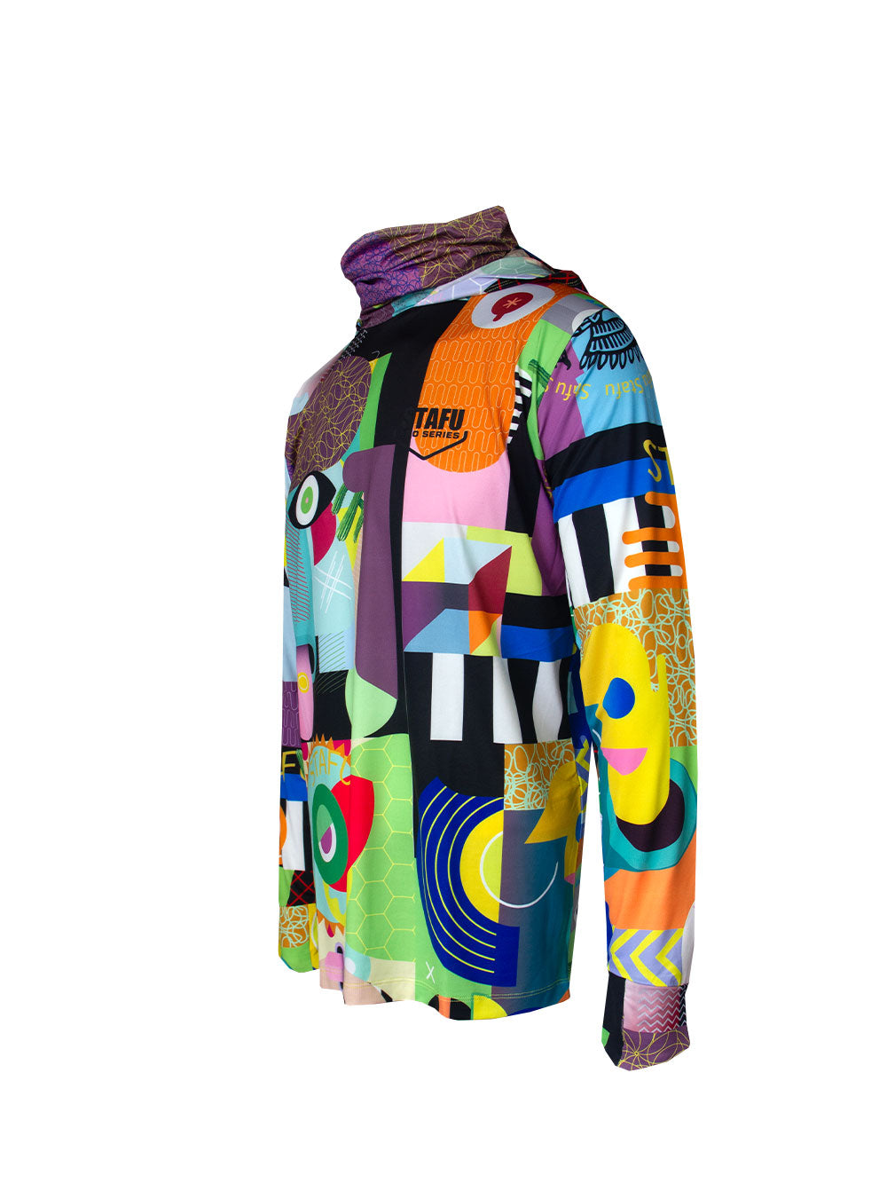 Stratos Kapüşonlu ve Maskeli UPF 40+ Performans T-Shirt - Colorful Faces