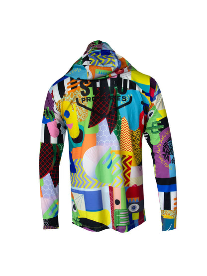 Stratos Kapüşonlu ve Maskeli UPF 40+ Performans T-Shirt - Colorful Faces