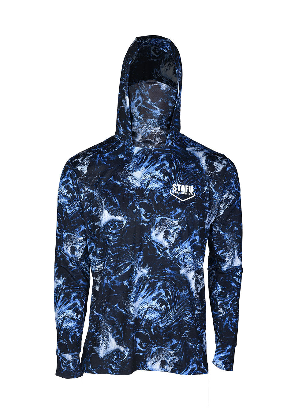 Stratos Kapüşonlu ve Maskeli UPF 40+ Performans T-Shirt - Dark Storm