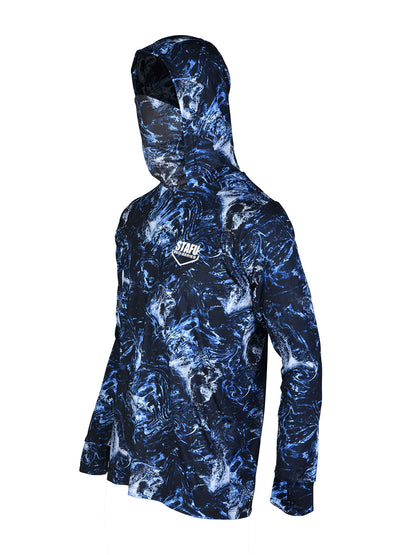 Stratos Kapüşonlu ve Maskeli UPF 40+ Performans T-Shirt - Dark Storm