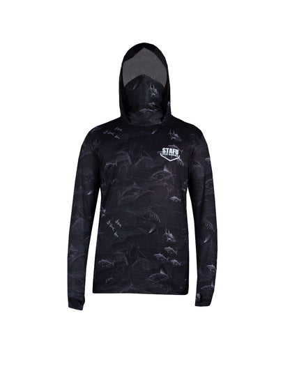 Stratos  Hooded Fishing Shirt - Frenzy Black