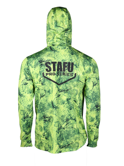 Stratos Kapüşonlu ve Maskeli UPF 40+ Performans T-Shirt - Marlin Mania Green