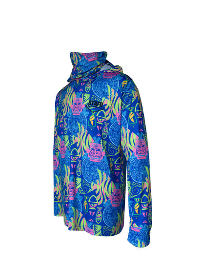 Stratos Kapüşonlu ve Maskeli UPF 40+ Performans T-Shirt - Samoa Blue