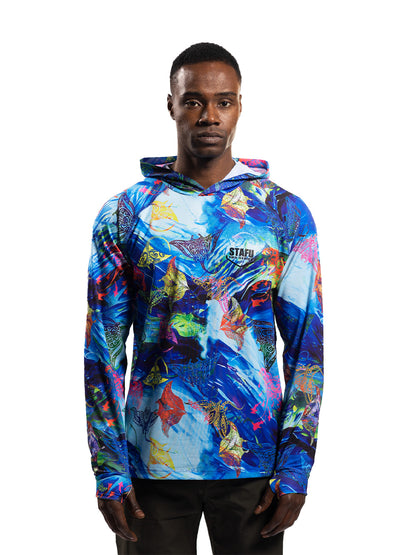 Tasman Kapüşonlu UV Korumalı Performans T-Shirt - Manta Mavi