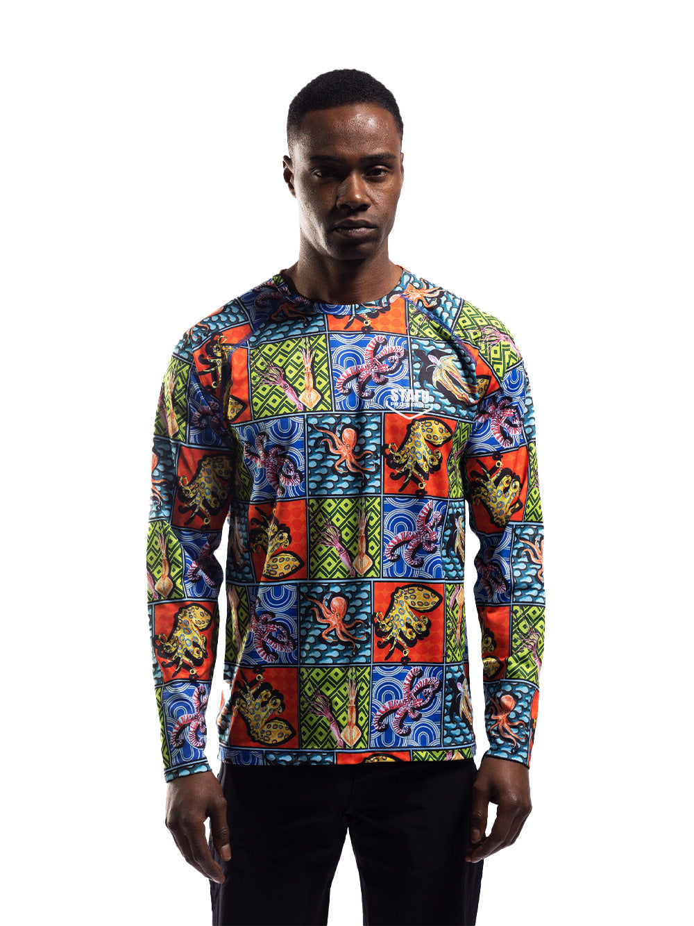 Tasman Round Neck UV Protection Performance T-shirt - Octopus Colorful