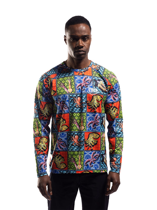 Tasman Round Neck UV Protection Performance T-shirt - Octopus Colorful