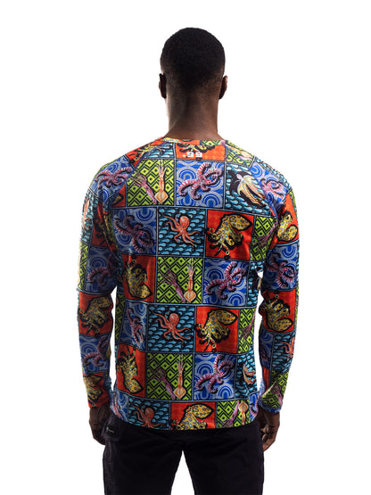 Tasman Round Neck UV Protection Performance T-shirt - Octopus Colorful