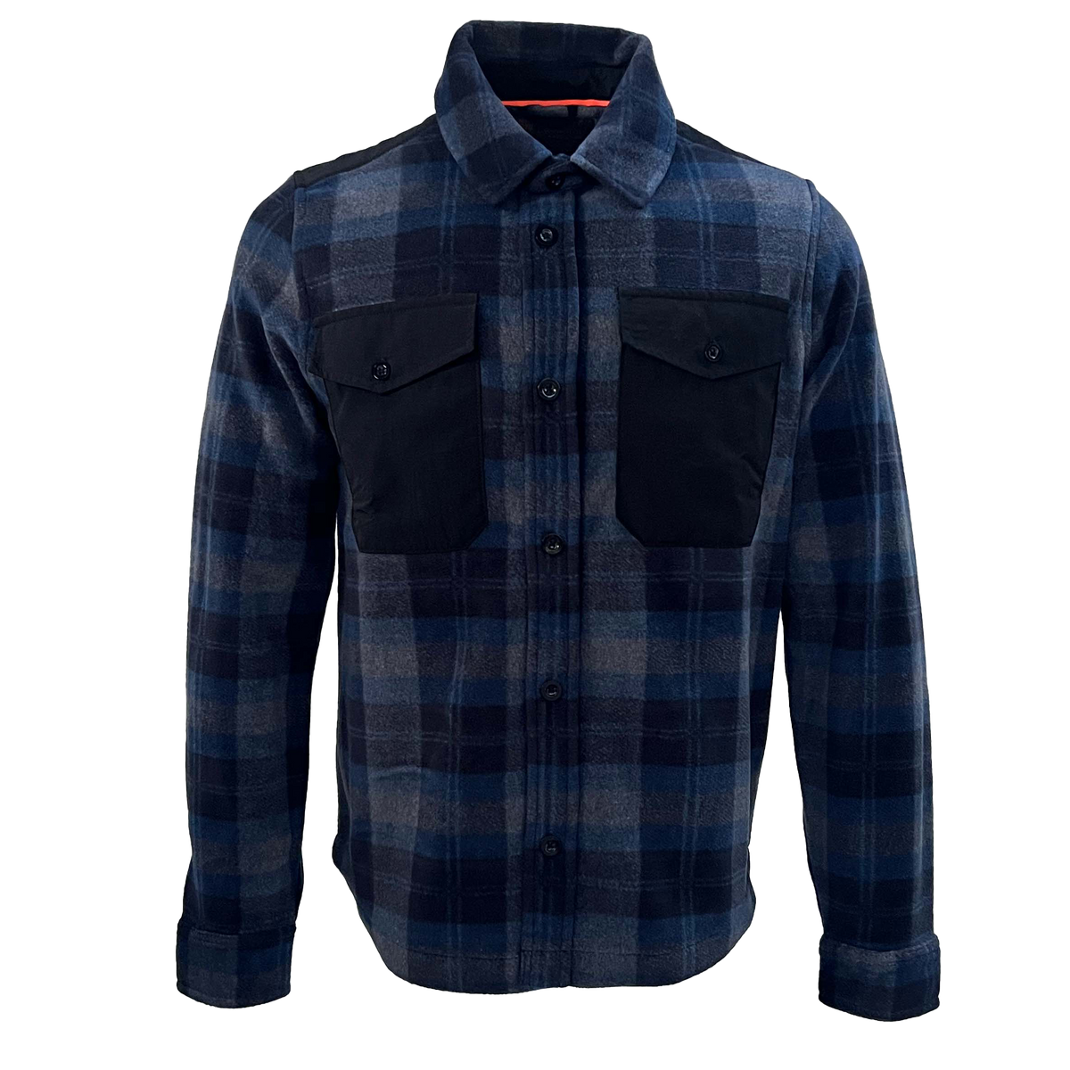 Wake Men's Long Sleeve Fleece Fisherman Sailor Plaid Patterned Blue Shirt Jacket