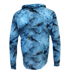 .99 Kapüşonlu Uzun Kollu Performans T-Shirt - Köpekbalığı - Mavi