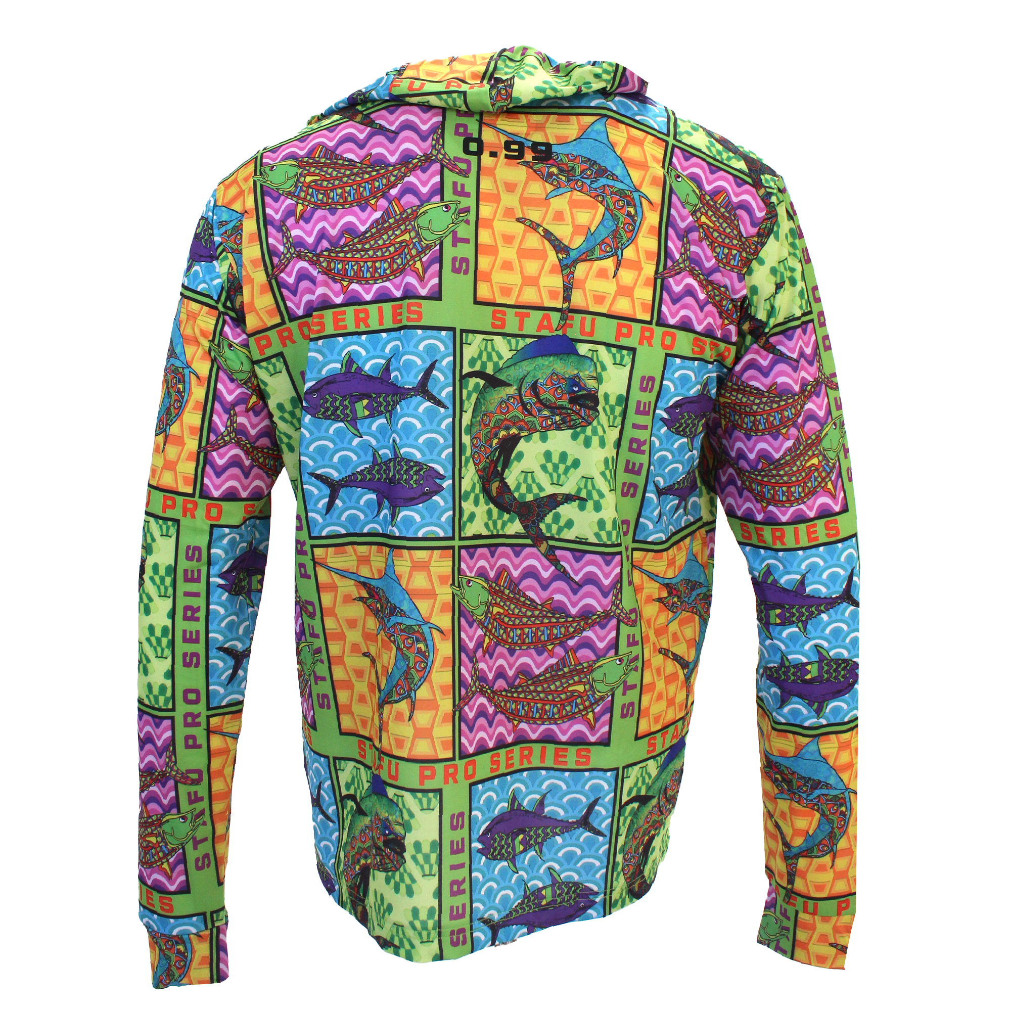 .99 Men’s Hooded Long Sleeve Ultra Light Fisherman Sailor Fish Eye Patterned Uv Protected Shirt