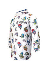 Haka Hooded Long Sleeve Fishing Shirt - Cartoon - White