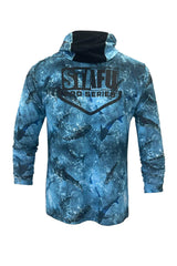 Haka Hooded Long Sleeve Fishing Shirt - Shark - Blue