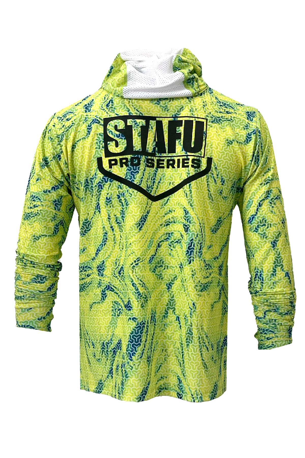Haka Men's Hooded Long Sleeve Fisherman Sailor Trophy Patterned Lime UV Protected Shirt