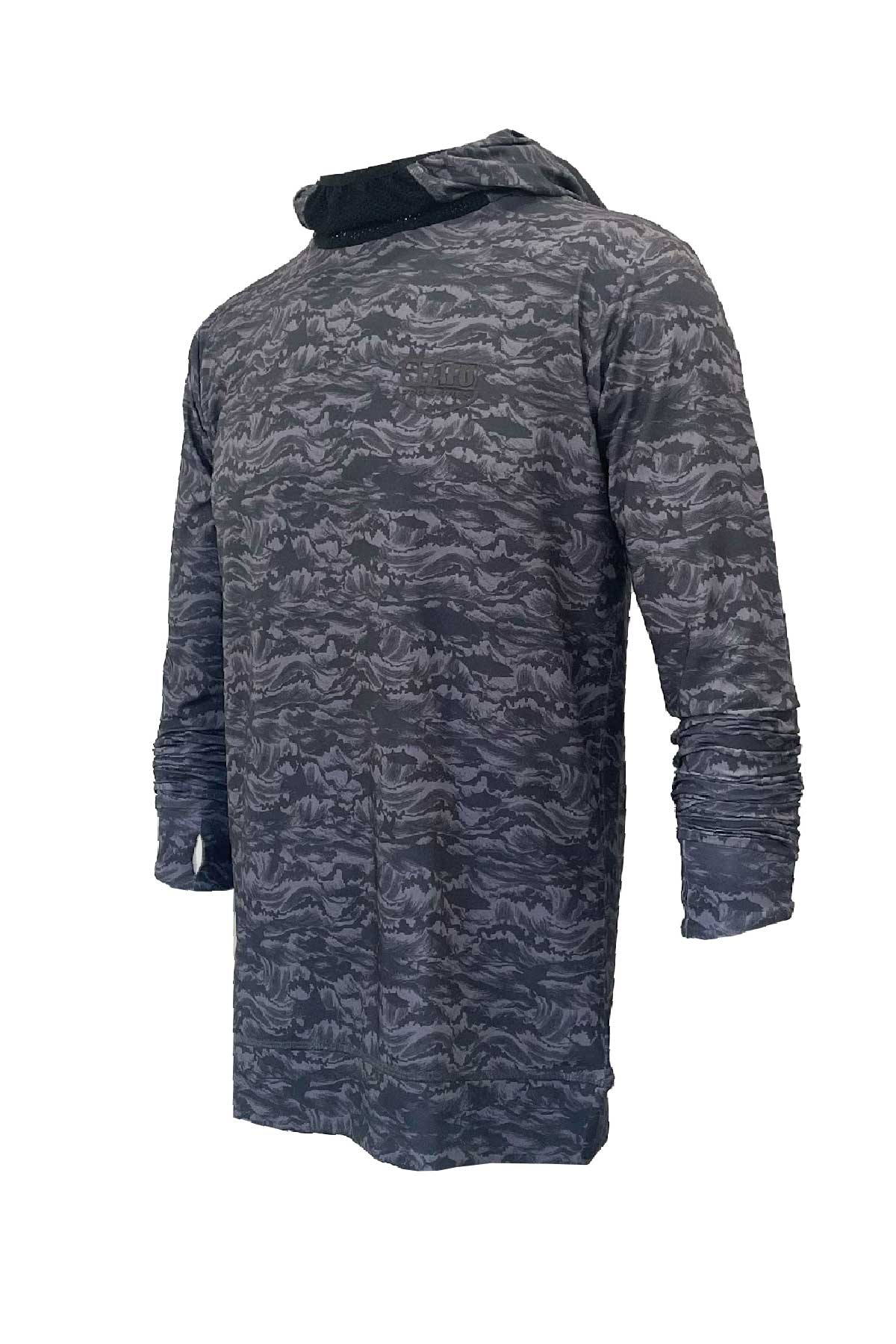Haka Hooded Long Sleeve Fishing Shirt - Signature - Black