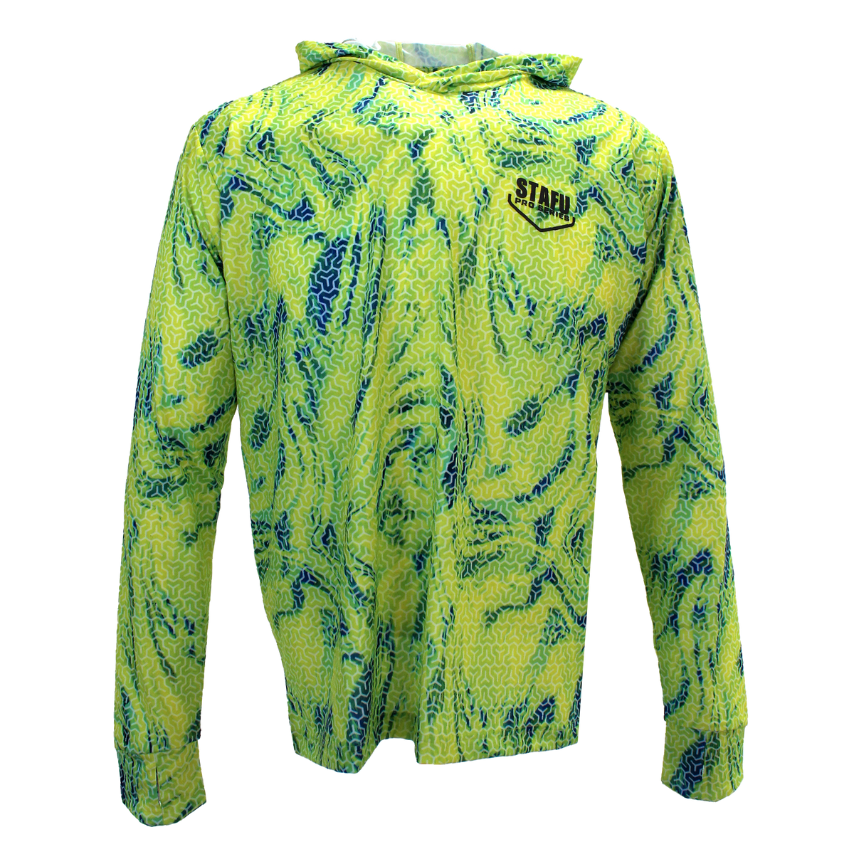 .99 Men's Hooded Long Sleeve Ultra Light Fisherman Sailor Trophy Patterned Lime UV Protected Shirt