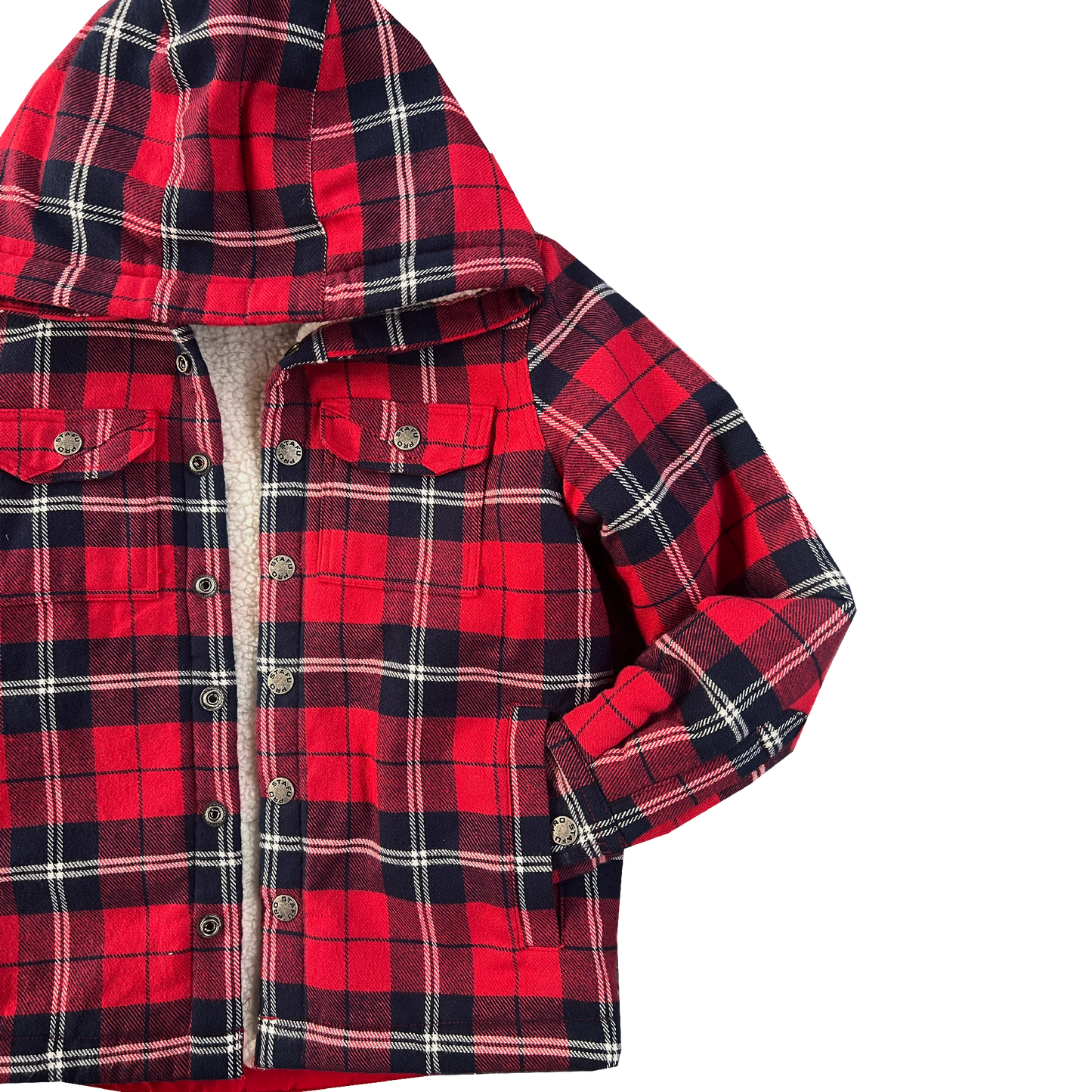 Yellowstone Jr. Hooded Sherpa Jacket - Red Plaid