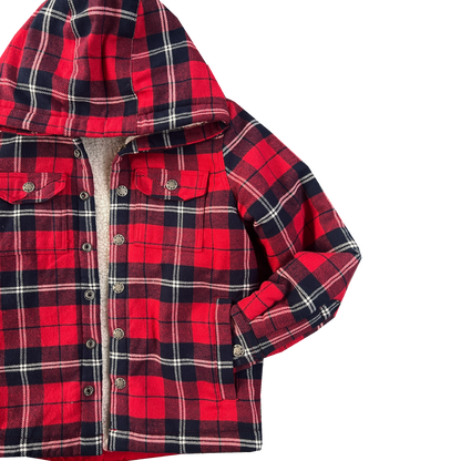 Yellowstone Jr. Hooded Sherpa Jacket - Red Plaid