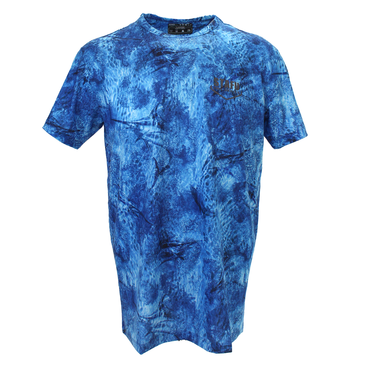 .99 Men's Short Sleeve Ultra Light Fisherman Sailor Marlin Mania Patterned Blue UV Protected Shirt