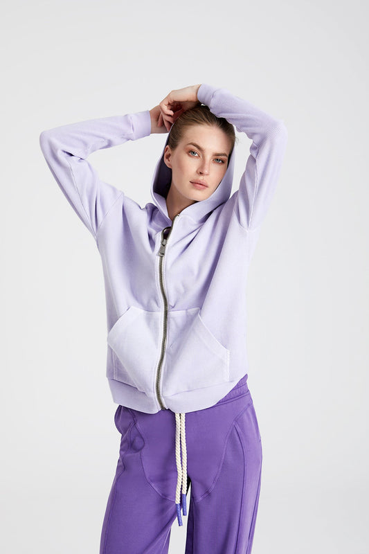 RELAXED Kapüşonlu Asit Yıkamalı Sweatshirt LİLA