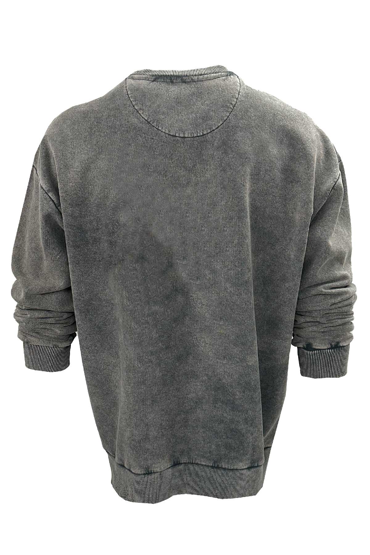 Old Bastard Unisex Crew Neck Long Sleeve Acid Wash Mahi Mahi Patterned Grey Sweatshirt