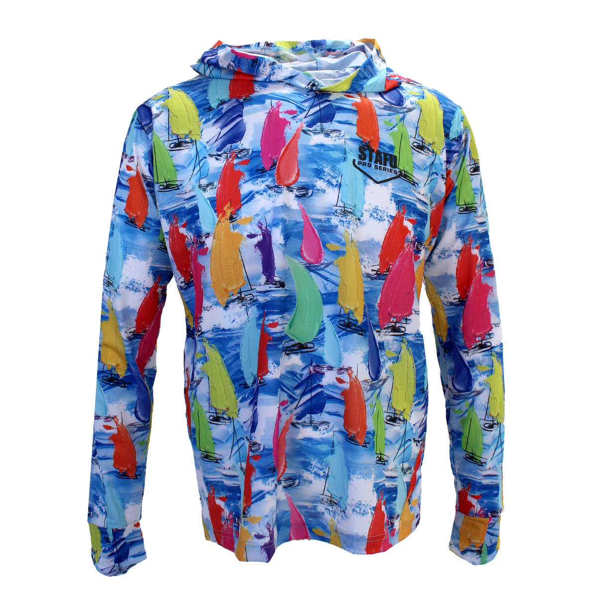 .99 Erkek Kapüşonlu, Uzun Kollu, Ultra Hafif Balıkçı Yelkenci Yelken Desenli UV Korumalı Tişört