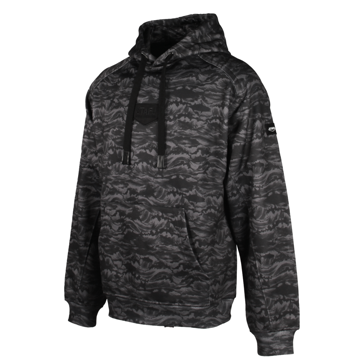 Prime Unisex Hooded Long Sleeve Signature Patterned Black Sweatshirt