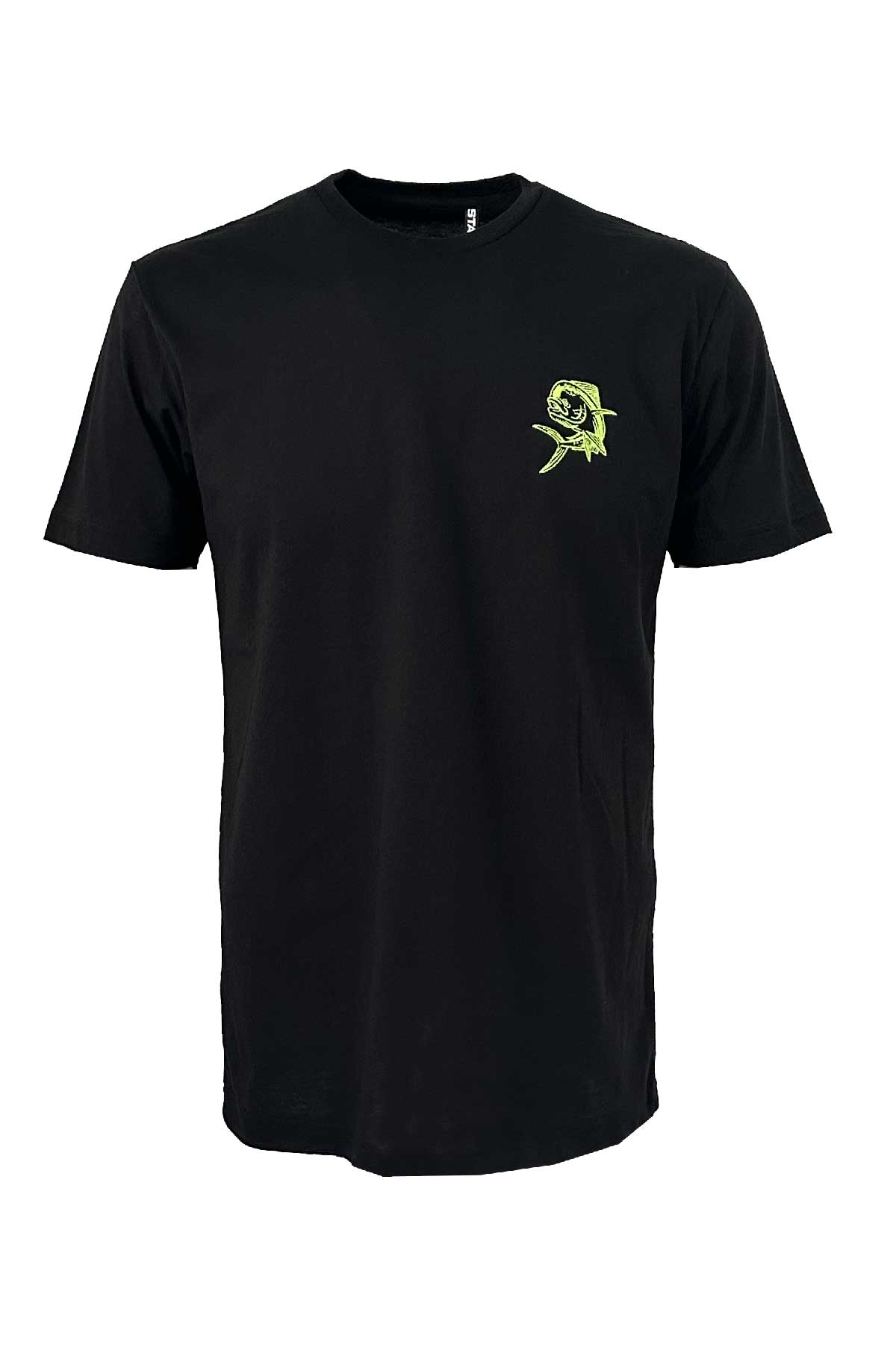 Men's Short Sleeve Mahi Mahi Embroidery Patterned Black Basic Shirt