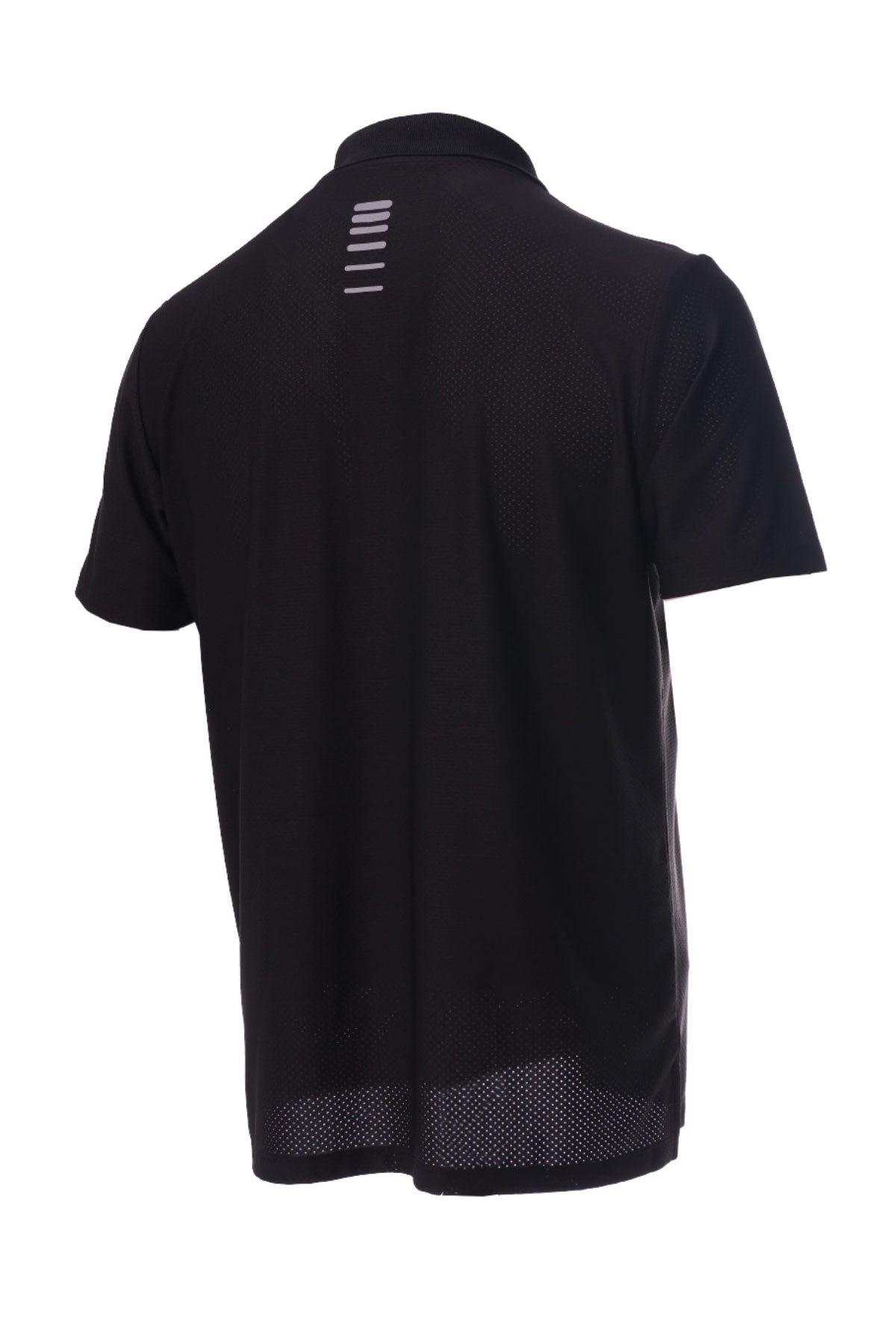 League Air Men's Perforated Short Sleeve Fisherman Sailor Black UV Protected Polo Shirt