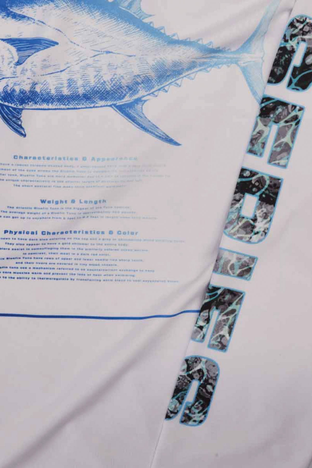 Apex Crew Neck  Long Sleeve Fishing Shirt - Tuna Fish-White - Stafu Pro Series