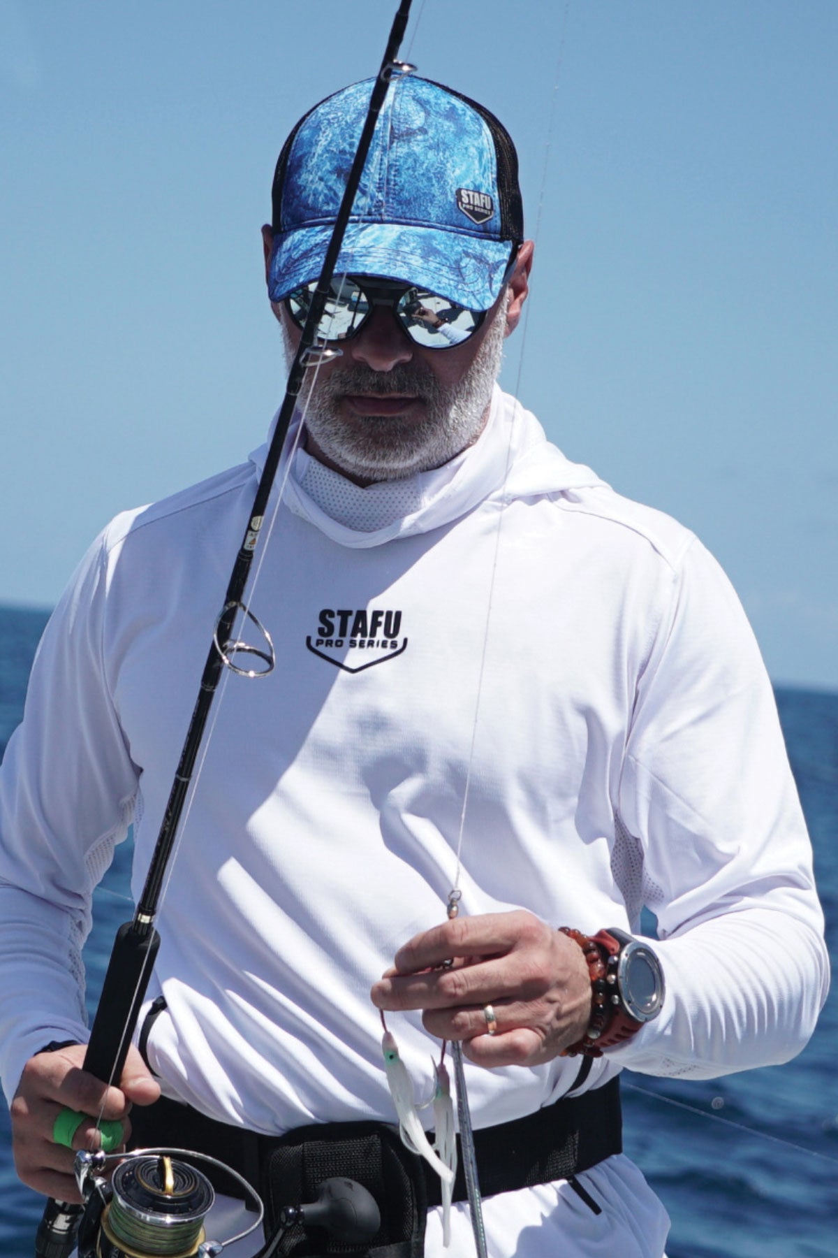 Argonaut Hooded Fishing Shirt - White - Stafu Pro Series