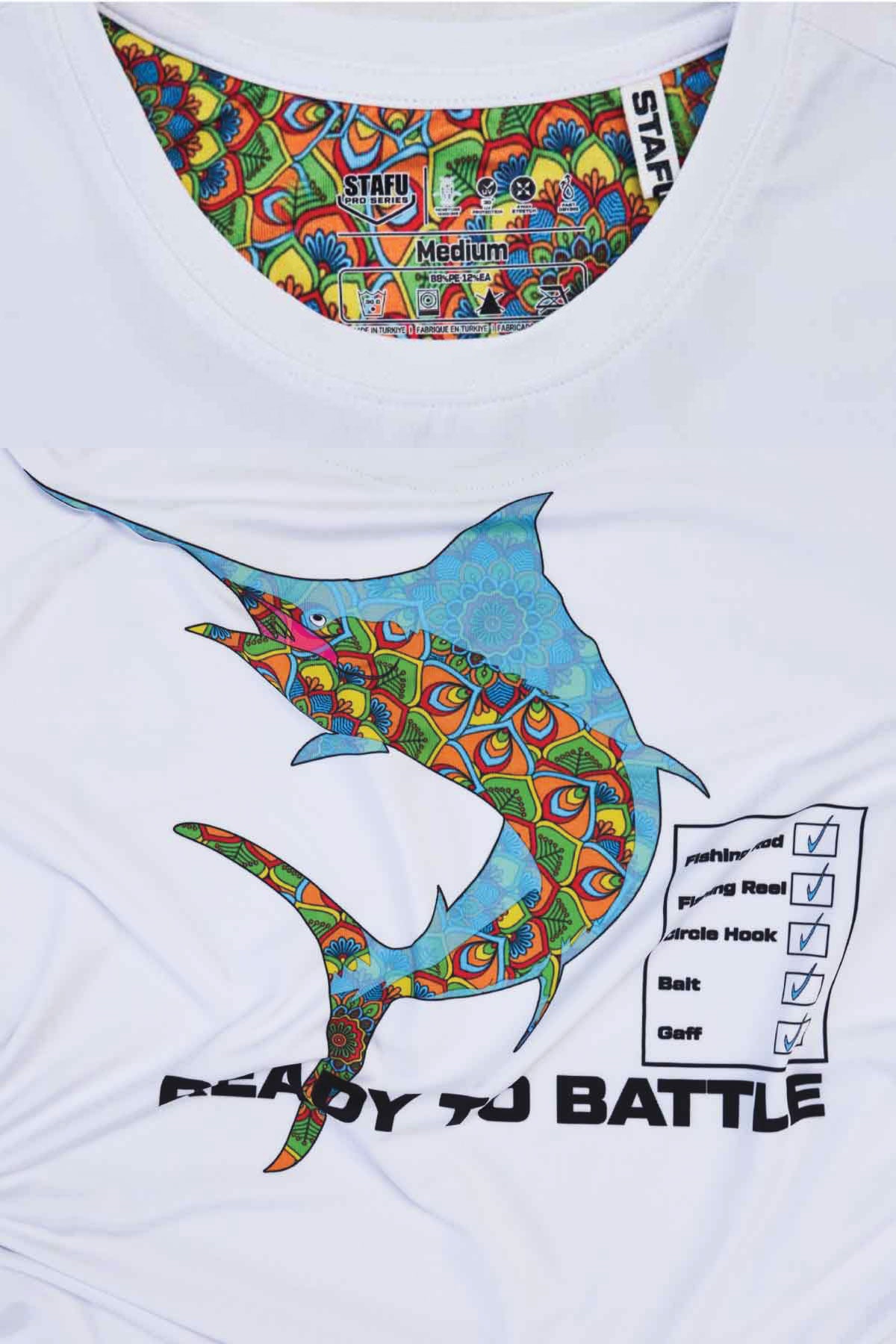 Apex Long Sleeve Fishing Shirt - Retro Swordfish-White - Stafu Pro Series