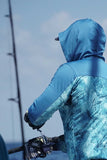 Outrigger Hooded Long Sleeve Fishing Shirt - Marlin Mania - Blue