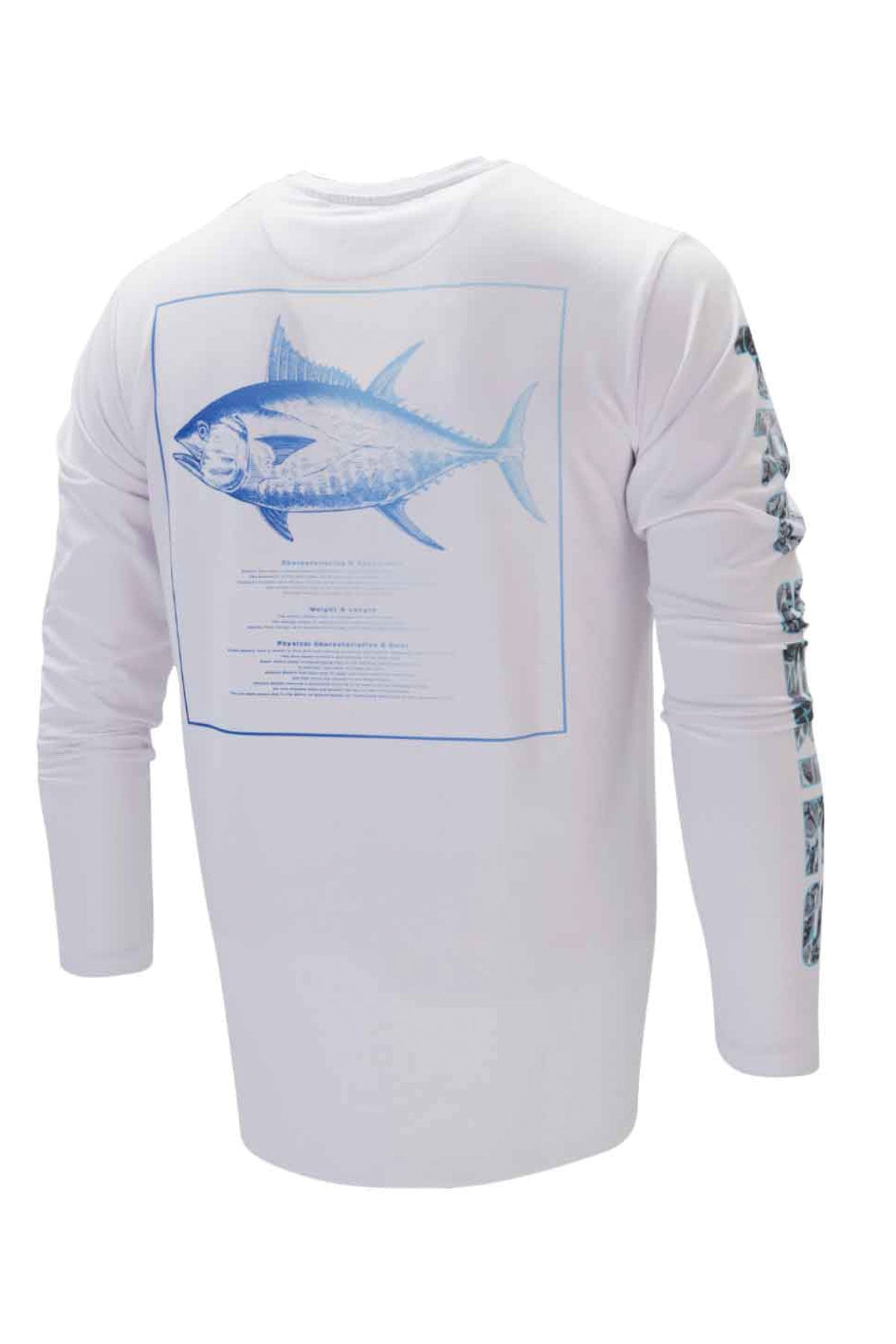 Apex Crew Neck  Long Sleeve Fishing Shirt - Tuna Fish-White - Stafu Pro Series