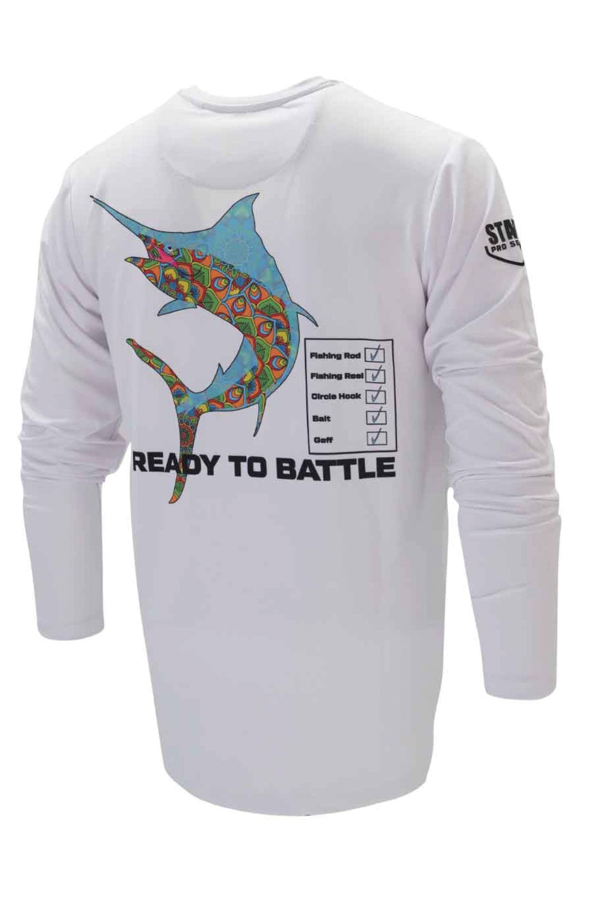 Apex Long Sleeve Fishing Shirt - Retro Swordfish-White - Stafu Pro Series